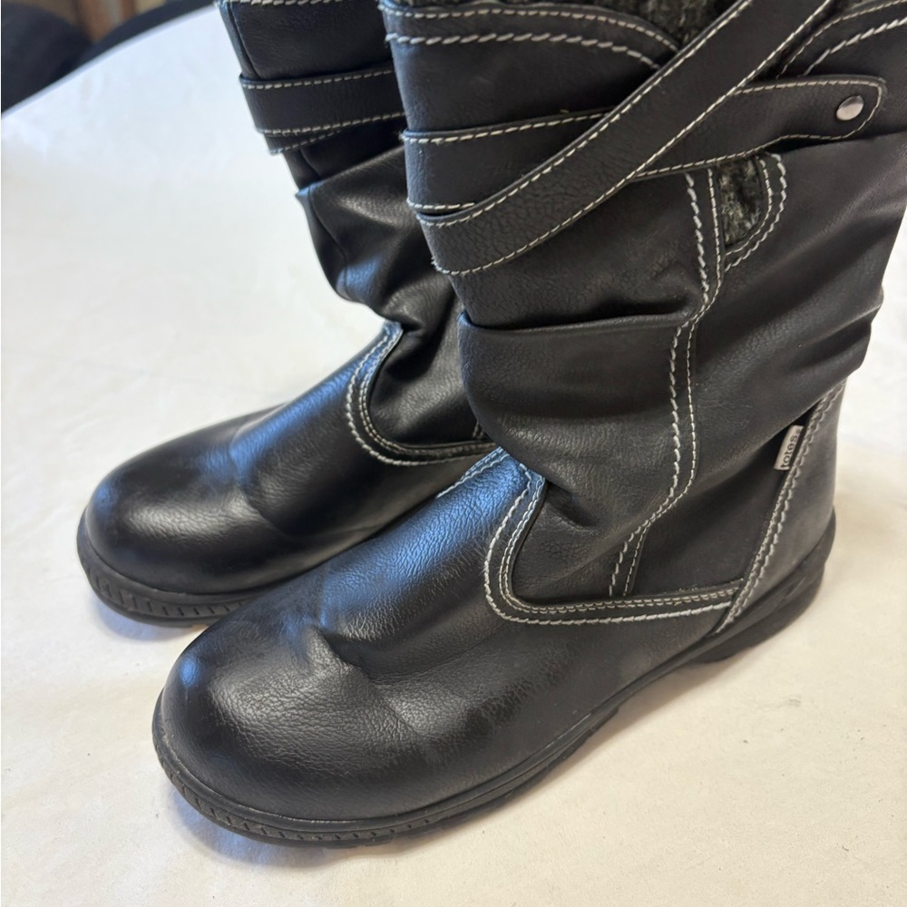 Black Faux Fur Lined Boots - Picture 2 of 6